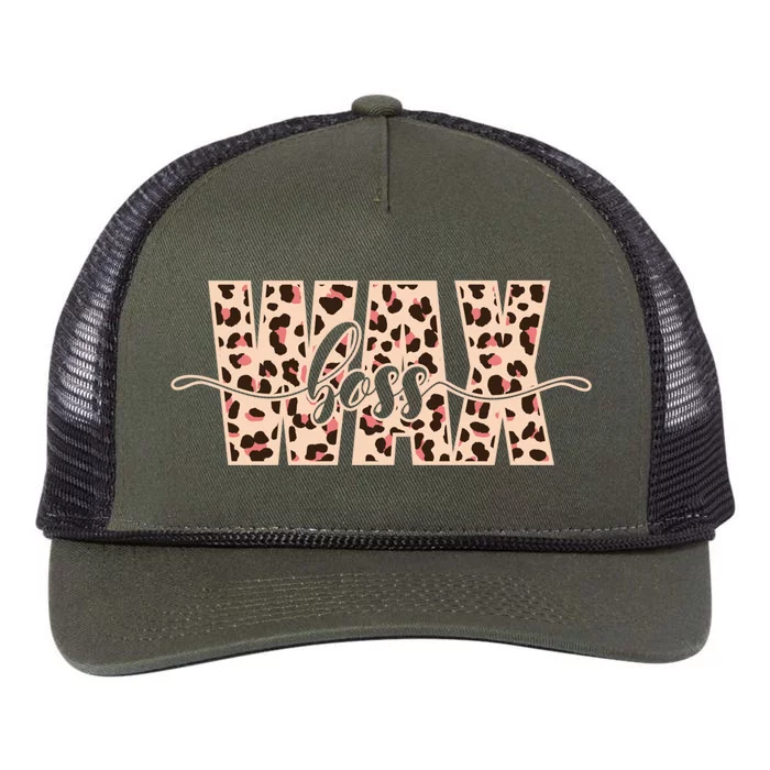 Esthetician Leopard Pattern Waxing Wax Boss Meaningful Gift Retro Rope Trucker Hat Cap