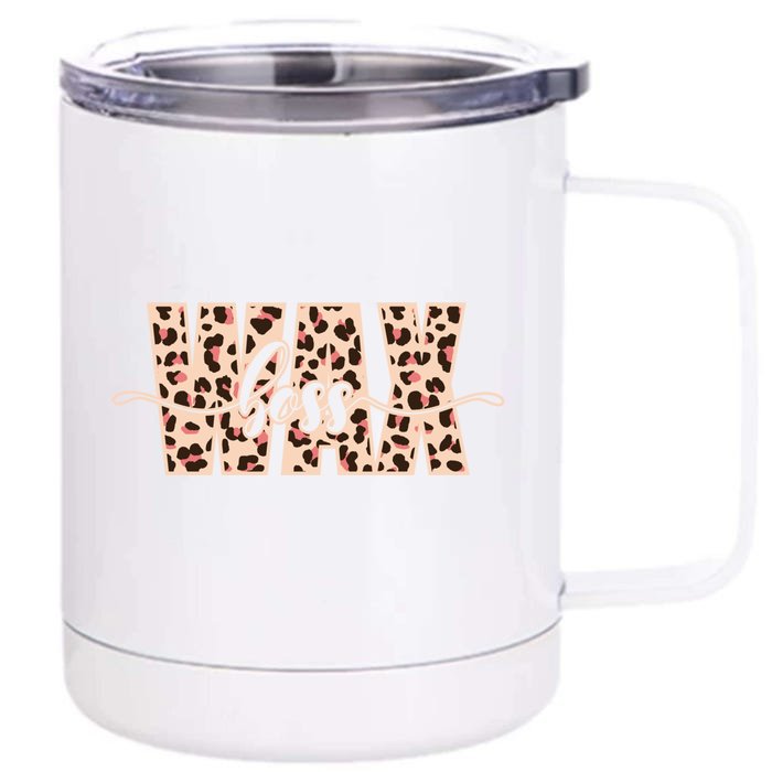 Esthetician Leopard Pattern Waxing Wax Boss Meaningful Gift Front & Back 12oz Stainless Steel Tumbler Cup