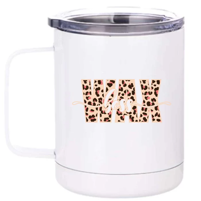 Esthetician Leopard Pattern Waxing Wax Boss Meaningful Gift Front & Back 12oz Stainless Steel Tumbler Cup