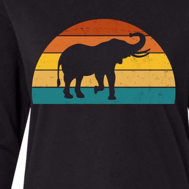 Elephant Lover Retro Sunset Womens Cotton Relaxed Long Sleeve T-Shirt