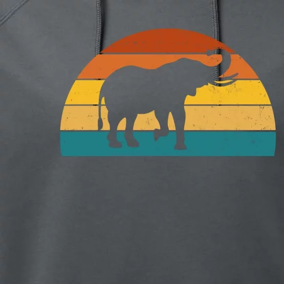 Elephant Lover Retro Sunset Performance Fleece Hoodie