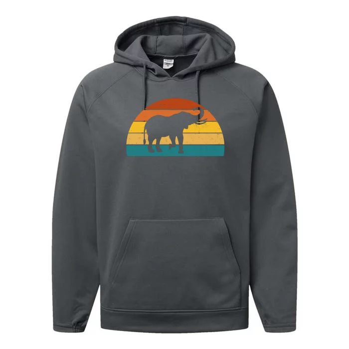 Elephant Lover Retro Sunset Performance Fleece Hoodie