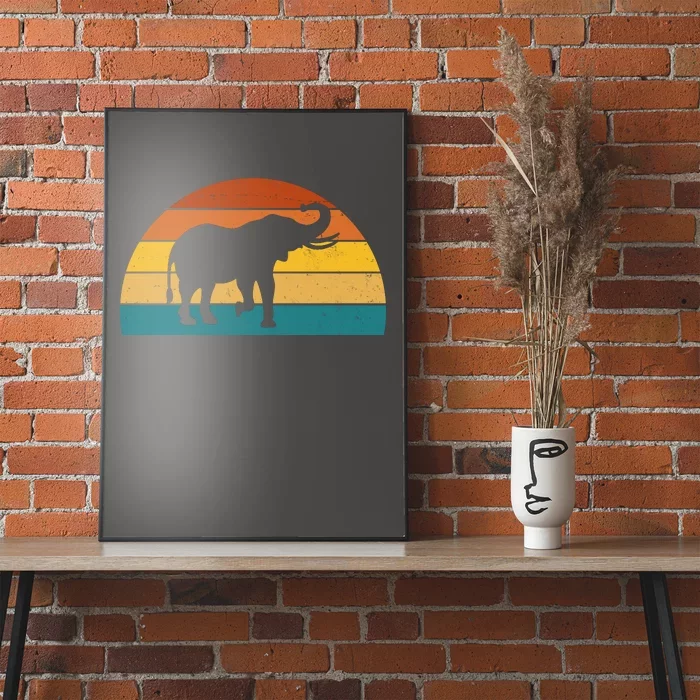 Elephant Lover Retro Sunset Poster