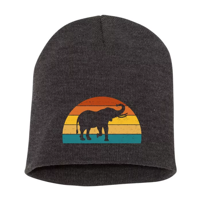 Elephant Lover Retro Sunset Short Acrylic Beanie