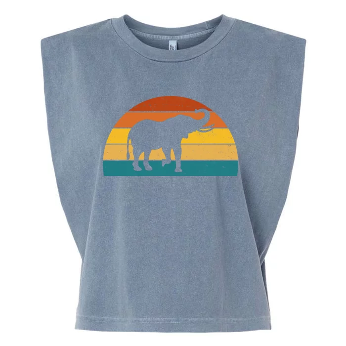 Elephant Lover Retro Sunset Garment-Dyed Women's Muscle Tee