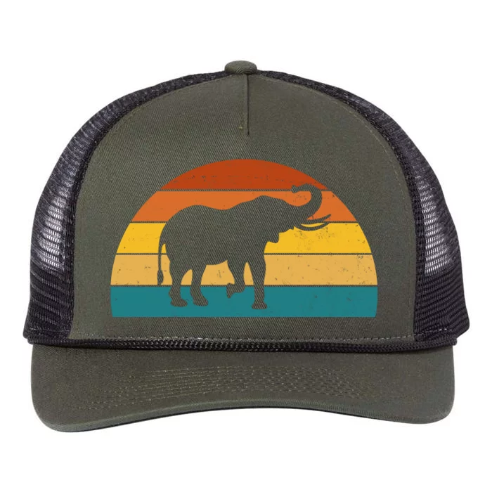 Elephant Lover Retro Sunset Retro Rope Trucker Hat Cap