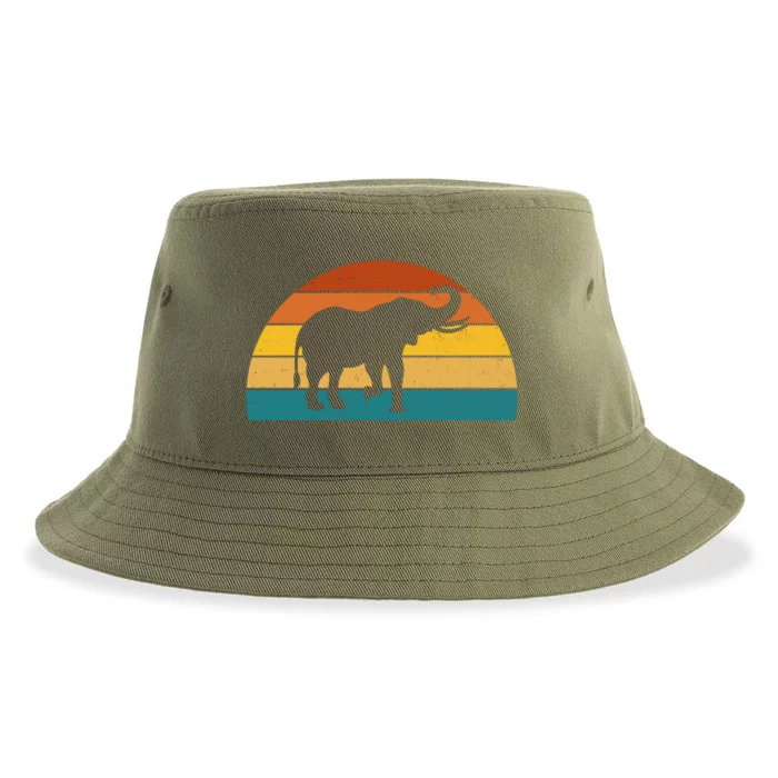 Elephant Lover Retro Sunset Sustainable Bucket Hat