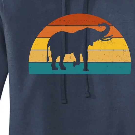 Elephant Lover Retro Sunset Women's Pullover Hoodie