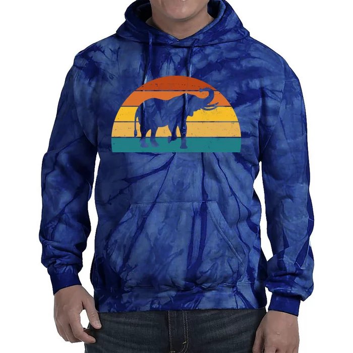 Elephant Lover Retro Sunset Tie Dye Hoodie