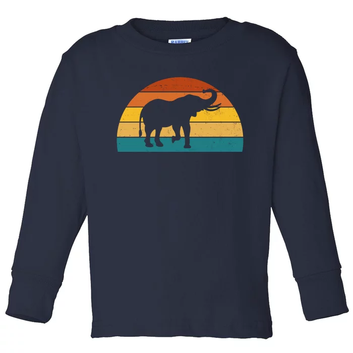 Elephant Lover Retro Sunset Toddler Long Sleeve Shirt