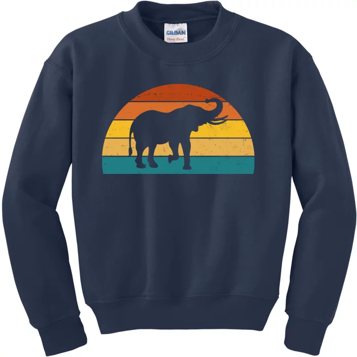 Elephant Lover Retro Sunset Kids Sweatshirt