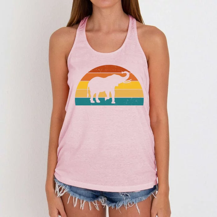 Elephant Lover Retro Sunset Women's Knotted Racerback Tank