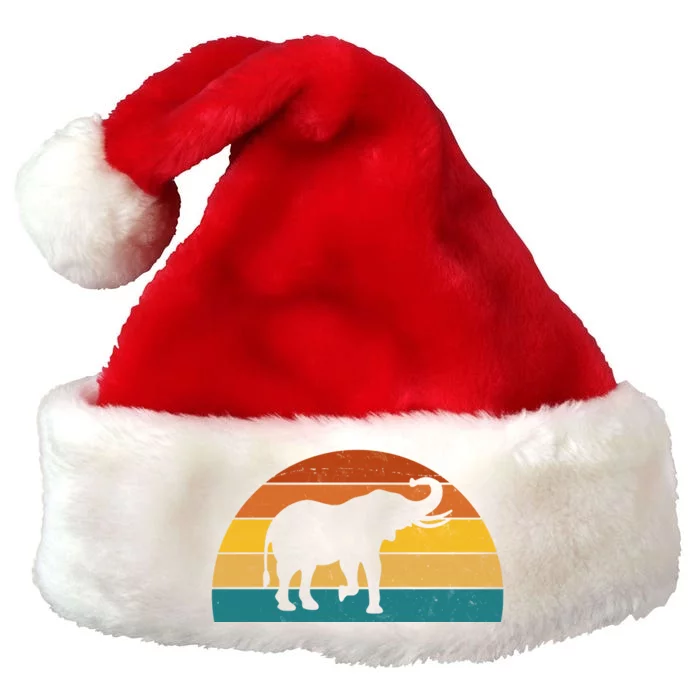 Elephant Lover Retro Sunset Premium Christmas Santa Hat