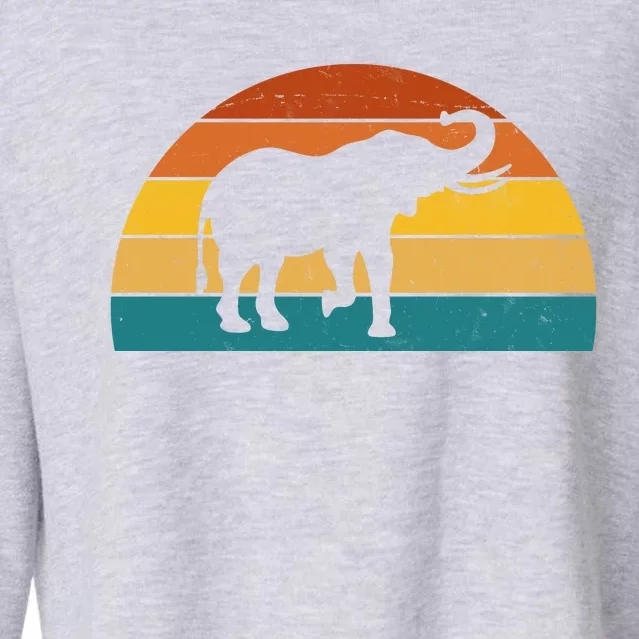 Elephant Lover Retro Sunset Cropped Pullover Crew