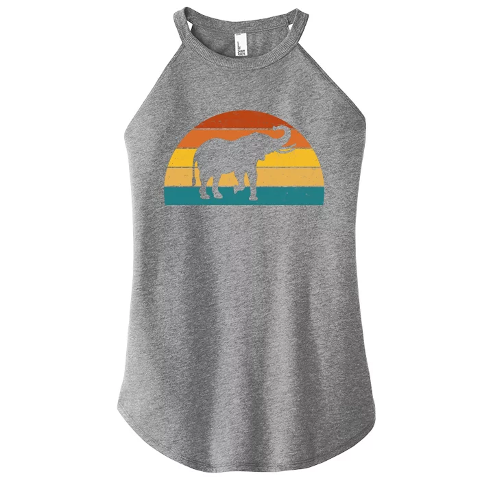 Elephant Lover Retro Sunset Women’s Perfect Tri Rocker Tank