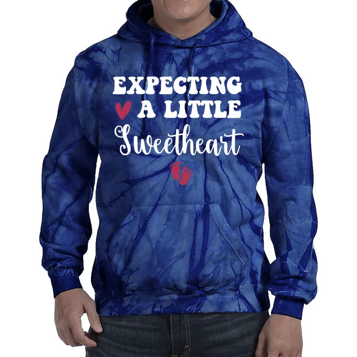 Expecting Little Sweetheart Valentine Pregnancy Announcement Tie Dye Hoodie