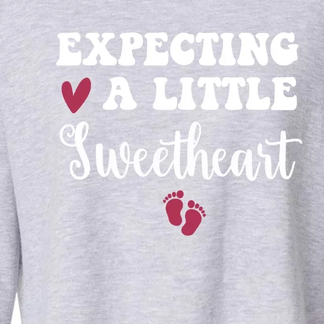 Expecting Little Sweetheart Valentine Pregnancy Announcement Cropped Pullover Crew