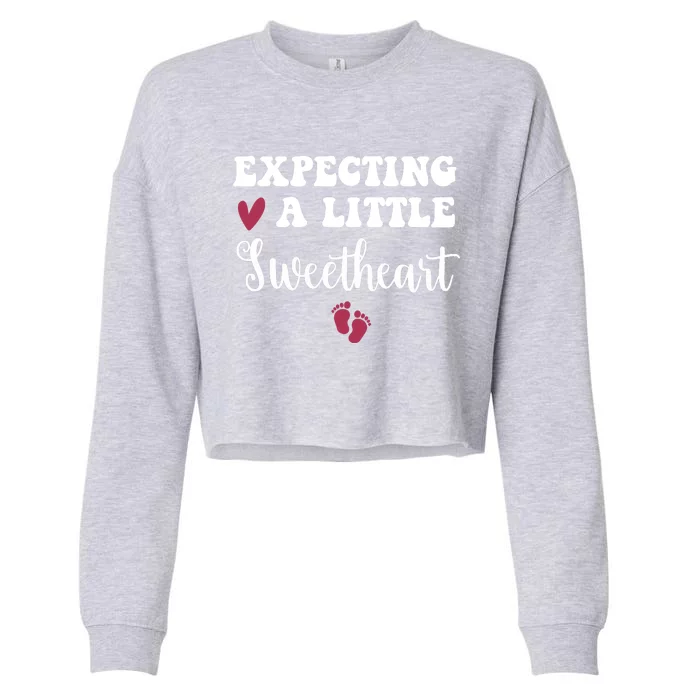 Expecting Little Sweetheart Valentine Pregnancy Announcement Cropped Pullover Crew