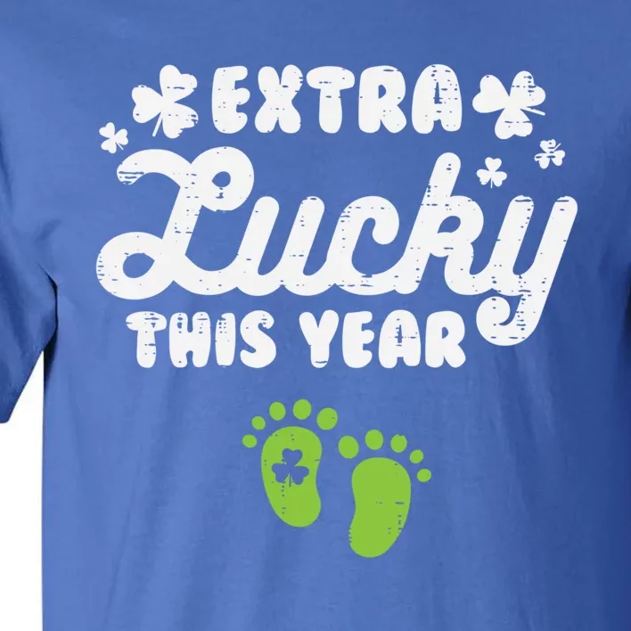 Extra Lucky St Patricks Day Pregnancy Announcet Mom Gift Tall T-Shirt