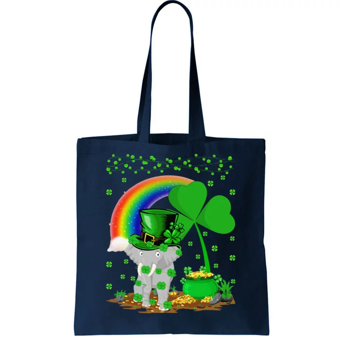 Elephant Lover Shamrock Rainbow Elephant St Patrick's Day Tote Bag