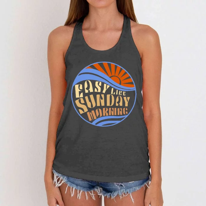 Easy Like Sunday Morning Positive Optimistic Women's Knotted Racerback Tank