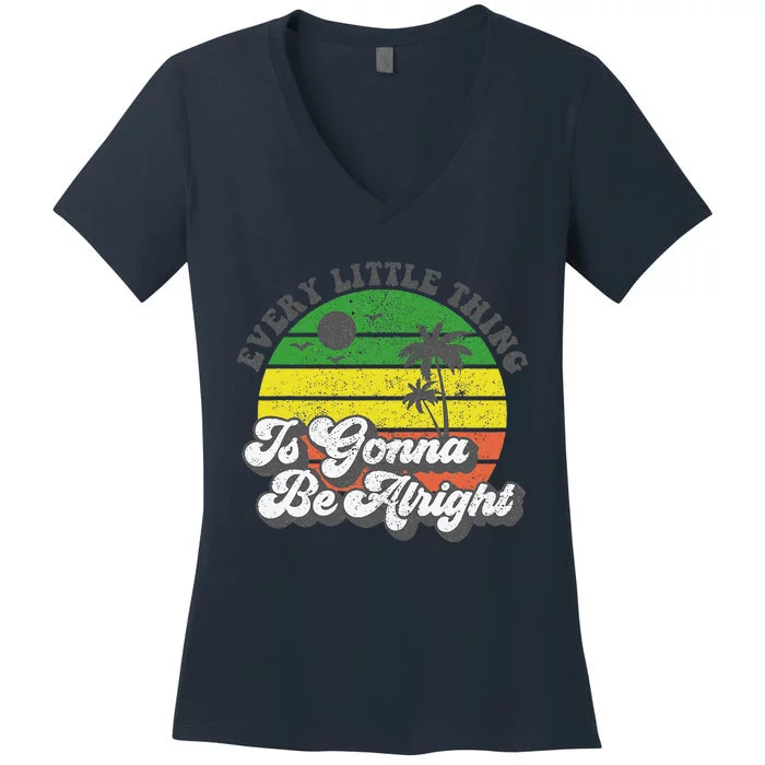 Every Little Thing Is Gonna Be Alright Jamaica Womens Gift Women's V-Neck T-Shirt