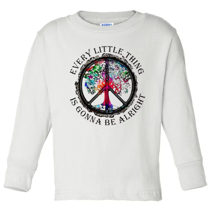 Every little thing is gonna be alright Yoga tree root color Toddler Long Sleeve Shirt