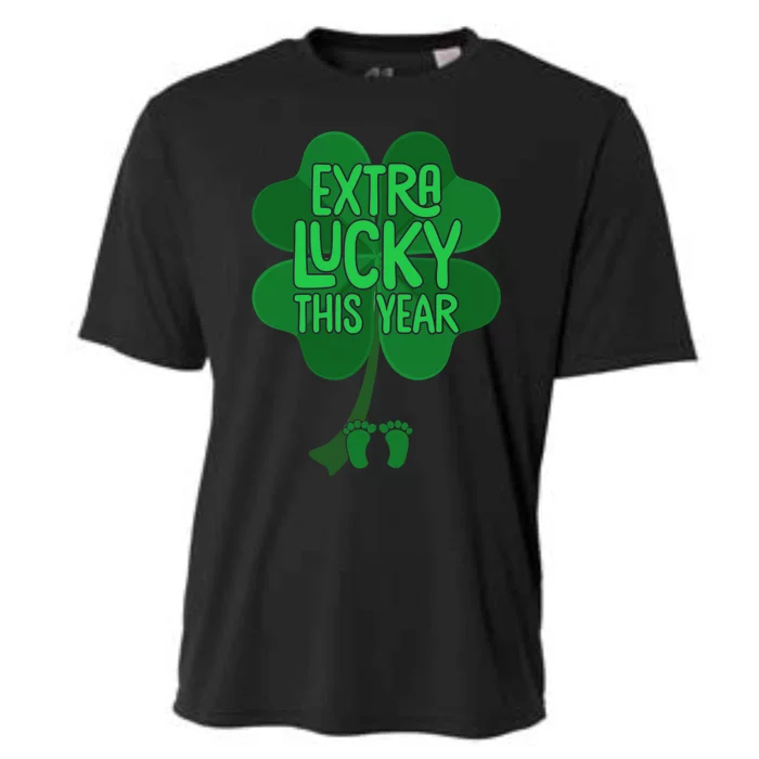 Extra Lucky This Year Pregnancy Announcet St Patricks Day Gift Cooling Performance Crew T-Shirt