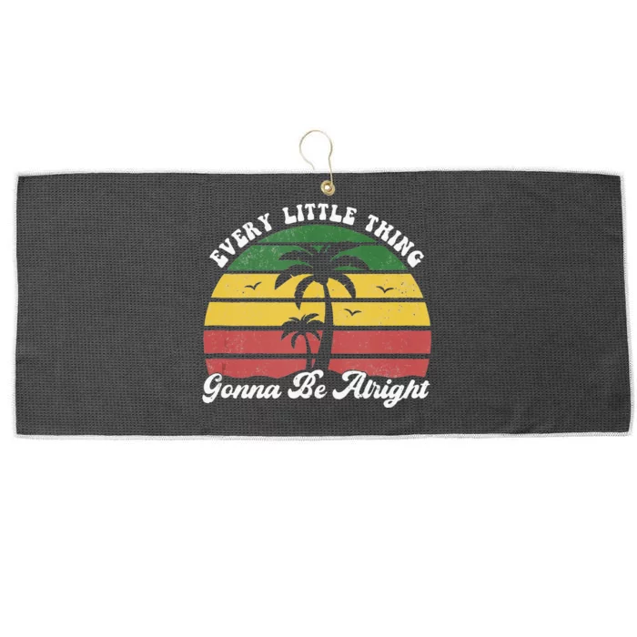 Every Little Thing Is Gonna Be Alright Jamaica Funny Reggae Large Microfiber Waffle Golf Towel