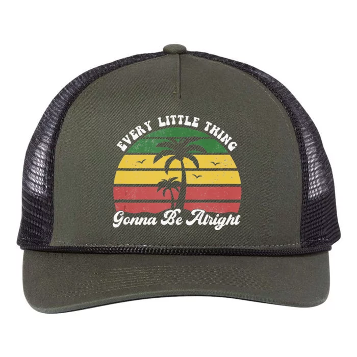 Every Little Thing Is Gonna Be Alright Jamaica Funny Reggae Retro Rope Trucker Hat Cap