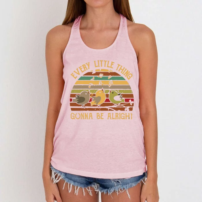 Every Little Thing Is Gonna Be Alright Birds Singing Vintage Women's Knotted Racerback Tank