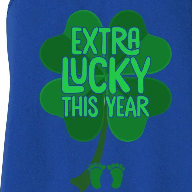 Extra Lucky This Year Pregnancy Announcet St Patricks Day Gift Women's Racerback Tank