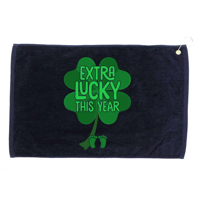 Extra Lucky This Year Pregnancy Announcet St Patricks Day Gift Grommeted Golf Towel