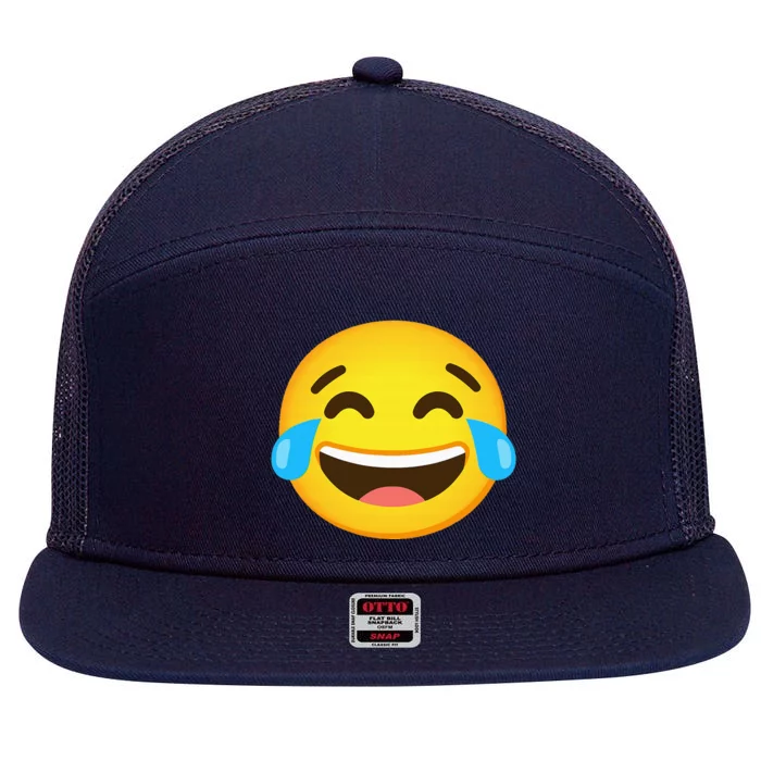 Emoticon Laughing Tears Face With Tears Of Joy Gift 7 Panel Mesh Trucker Snapback Hat