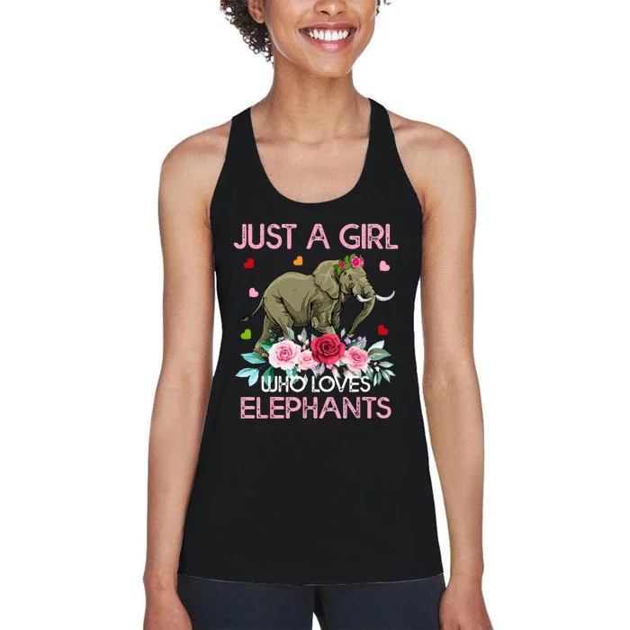 Elephant Lover Tee Just A Who Loves Elephants Women's Racerback Tank