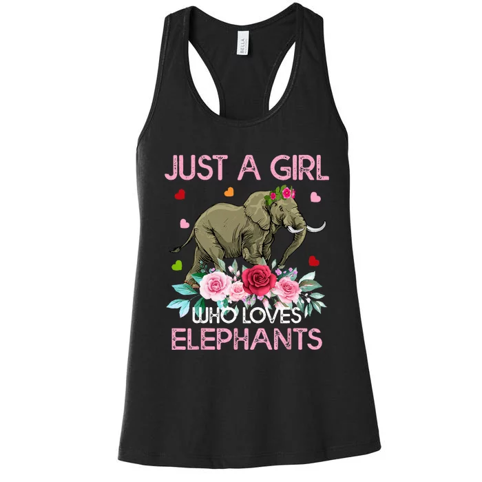 Elephant Lover Tee Just A Who Loves Elephants Women's Racerback Tank