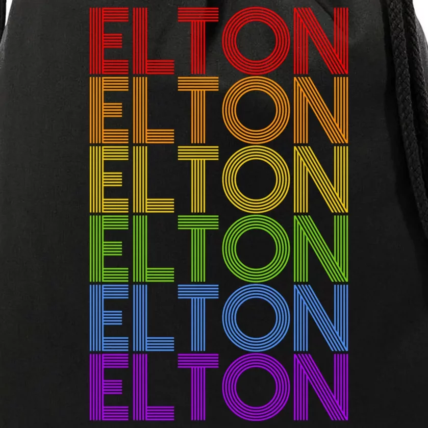 Elton Wordmark Pattern Retro Style Drawstring Bag