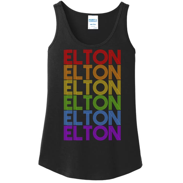 Elton Wordmark Pattern Retro Style Ladies Essential Tank