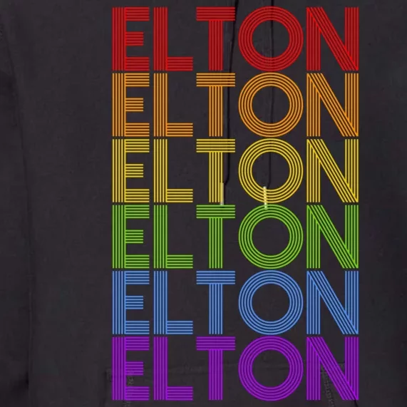 Elton Wordmark Pattern Retro Style Premium Hoodie