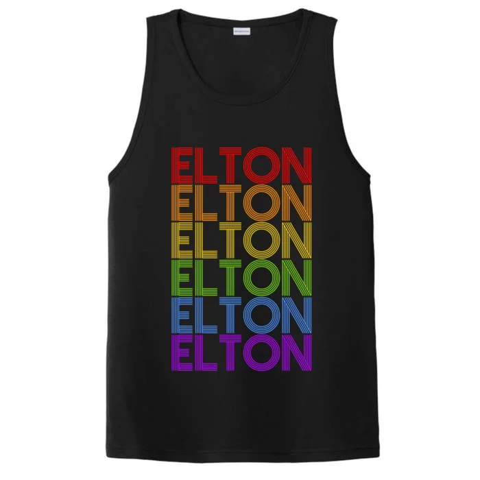 Elton Wordmark Pattern Retro Style Performance Tank