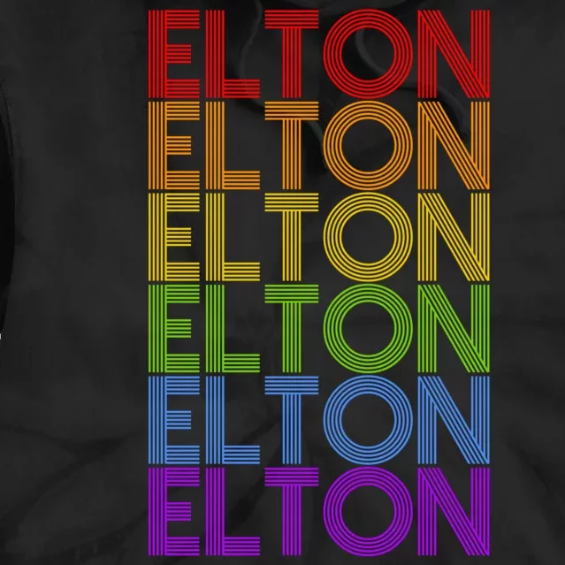 Elton Wordmark Pattern Retro Style Tie Dye Hoodie