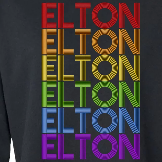 Elton Wordmark Pattern Retro Style Cropped Pullover Crew