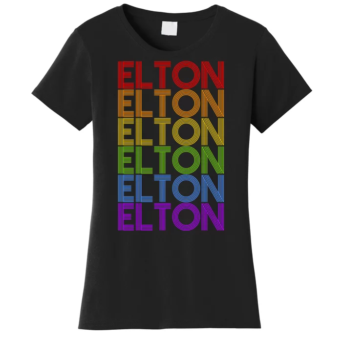 Elton Wordmark Pattern Retro Style Women's T-Shirt