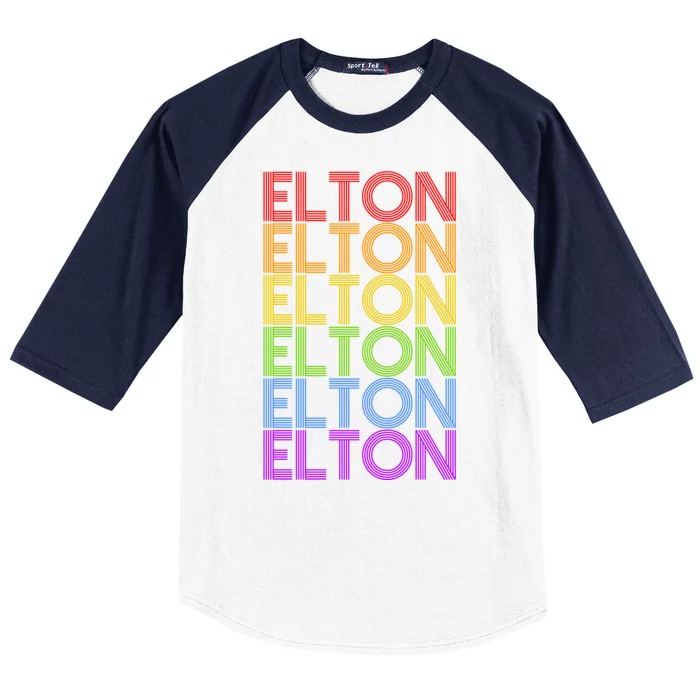 Elton Wordmark Pattern Retro Style Baseball Sleeve Shirt