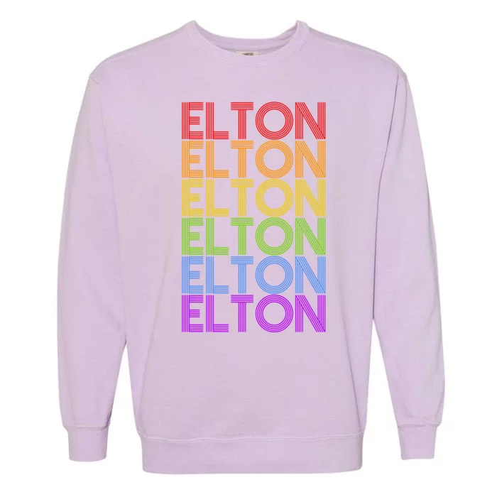 Elton Wordmark Pattern Retro Style Garment-Dyed Sweatshirt