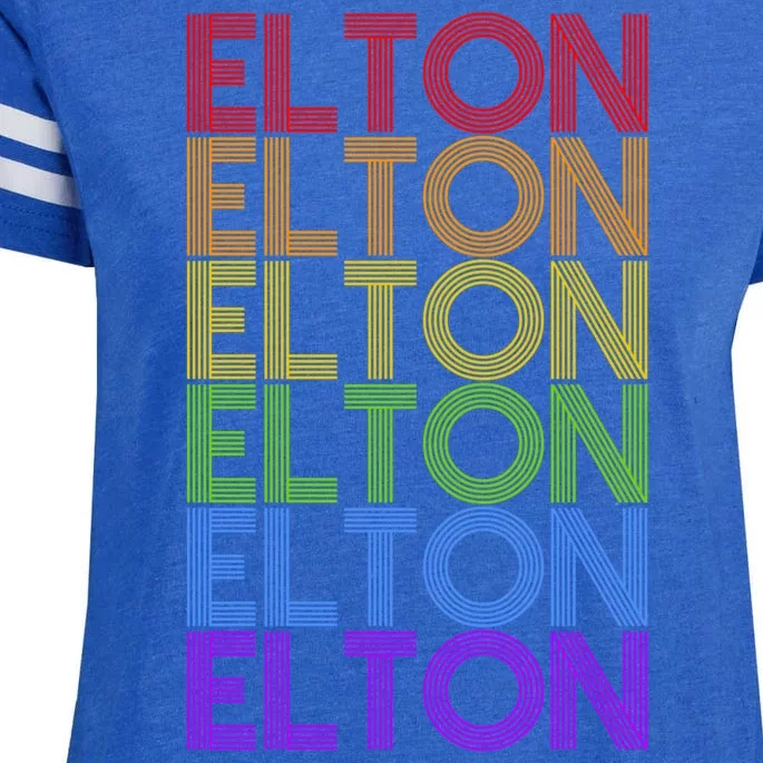 Elton Wordmark Pattern Retro Style Enza Ladies Jersey Football T-Shirt