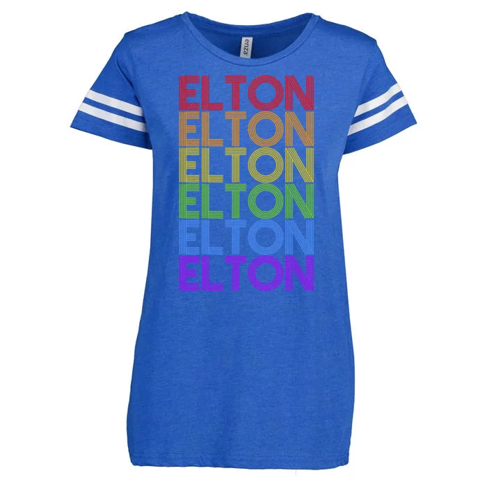 Elton Wordmark Pattern Retro Style Enza Ladies Jersey Football T-Shirt