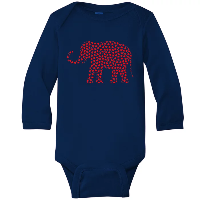 Elephant Lover Valentine Gift Elephant Valentine's Day Baby Long Sleeve Bodysuit