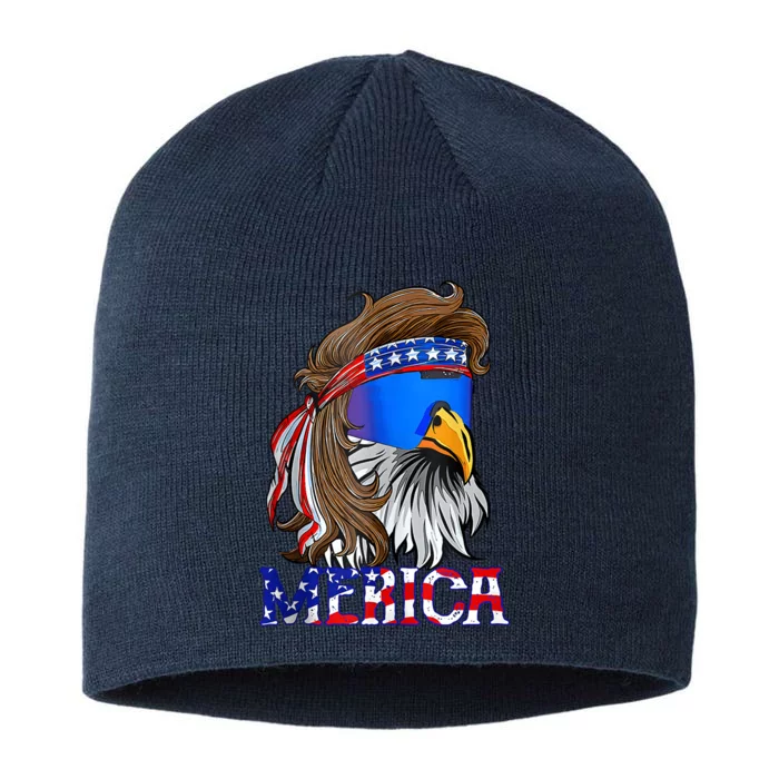 Eagle Mullet 4th Of July USA American Flag Merica 8 1/2in Sustainable Knit Beanie