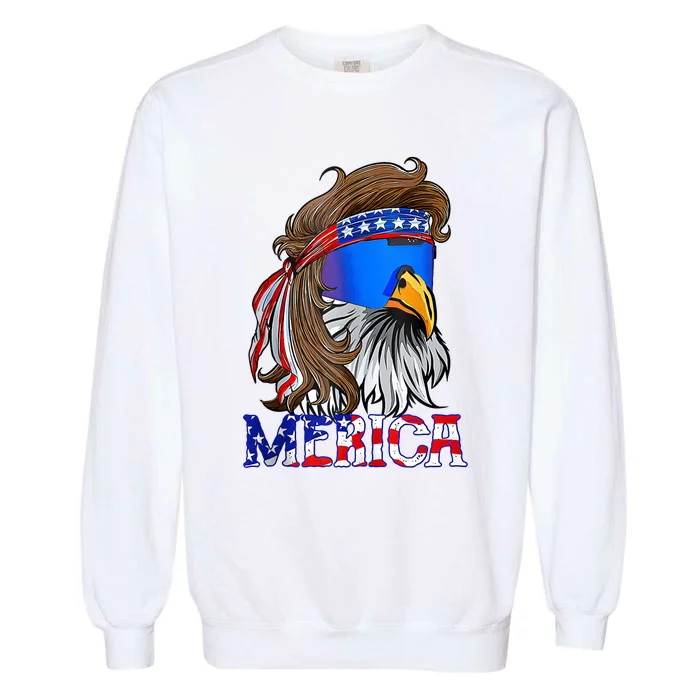 Eagle Mullet 4th Of July USA American Flag Merica Garment-Dyed Sweatshirt